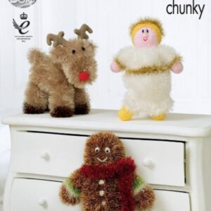 King Cole Tinsel Chunky Knitting Pattern Christmas 9055