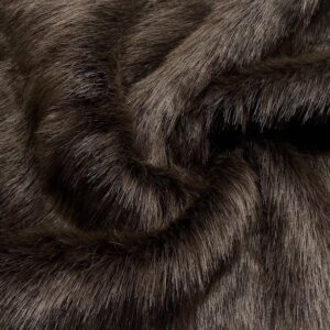 Super Luxury Faux Fur Fabric Material SUEDE BACKED DARK BROWN