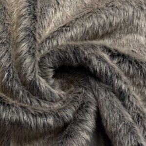 Super Luxury Faux Fur Fabric Material TAUPE FROST BLACK