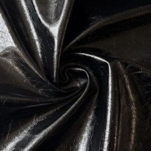 Faux Leatherette Distressed Look PU Fabric Material BLACK