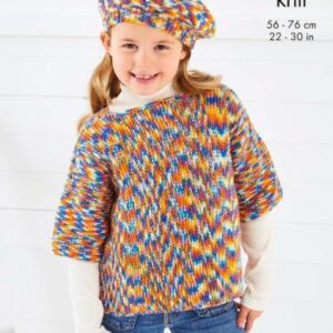 King Cole DK Knitting Pattern Overtop Cardigan and Beret 6139