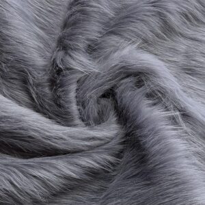Super Luxury Faux Fur Fabric Material LONG PILE STEEL GREY
