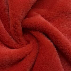 Luxury Short Plush Super Soft Faux Fur Fabric Material BRIGHT RED