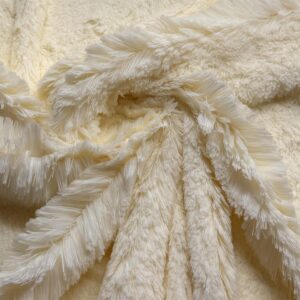 Super Luxury Faux Fur Fabric Material FRILLS CREAM
