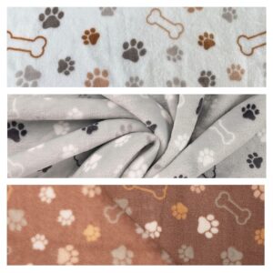 Double Sided Super Soft Cuddle Fleece Fabric Material PAWS AND BONES