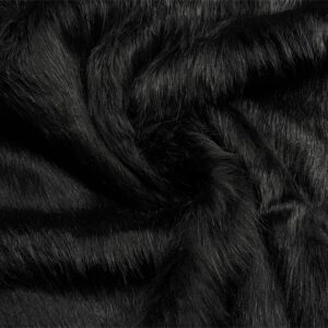 Super Luxury Faux Fur Fabric Material LONG PILE MIDNIGHT BLACK